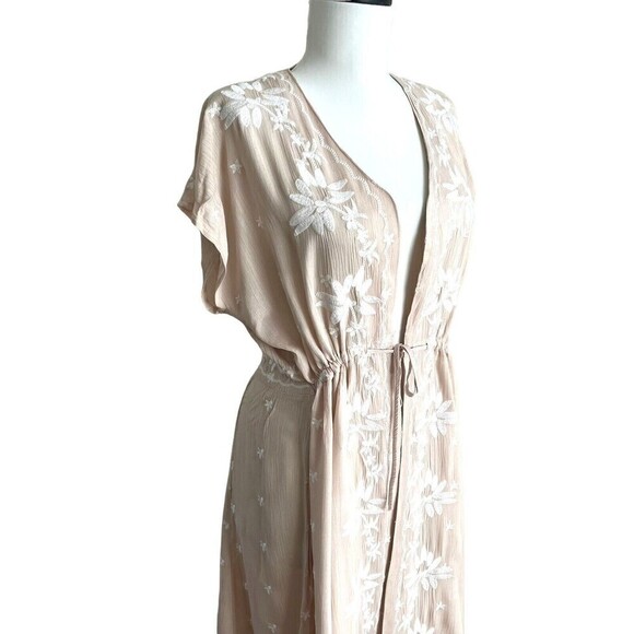 Time For Me Embroidered Boho Duster Kimono Large Floral Long Jacket Festival - Picture 4 of 16